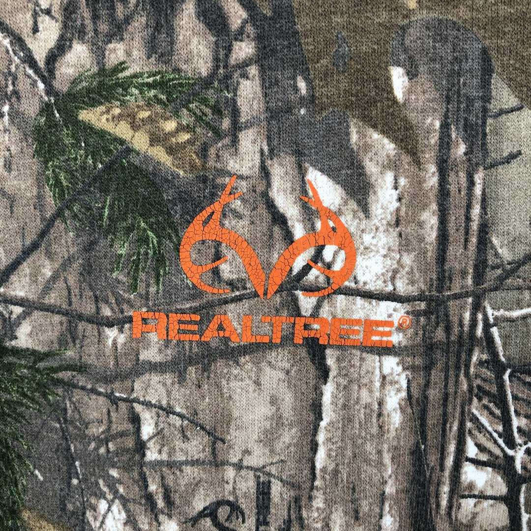REALTREE Camouflage Pattern Sweatshirt Pullover Hoodie (Men's Size L) cotton Khaki type brown Vintage Second Hand