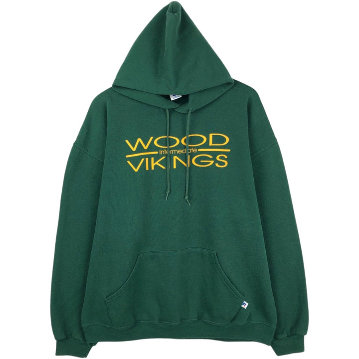 Russell sweatshirt pullover hoodie, men's size XL cotton green type Vintage Second Hand