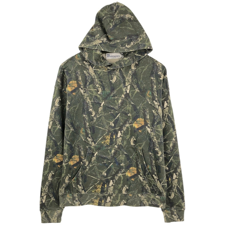 No BoUNDARIES Oversized Fit Camouflage Pattern Real Tree Camo Sweat Pullover Hoodie (Men's Size S) cotton Khaki type sage green Vintage Second Hand