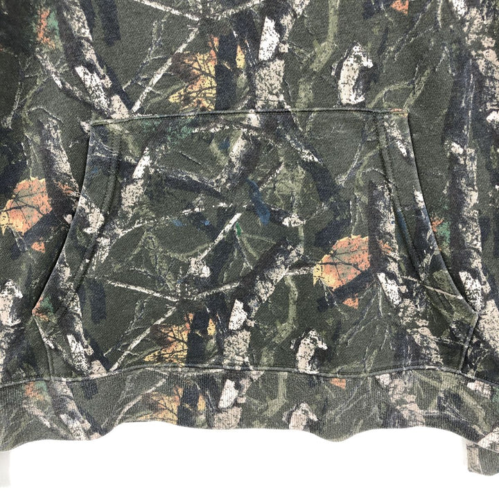 No BoUNDARIES Oversized Fit Camouflage Pattern Real Tree Camo Sweat Pullover Hoodie (Men's Size S) cotton Khaki type sage green Vintage Second Hand