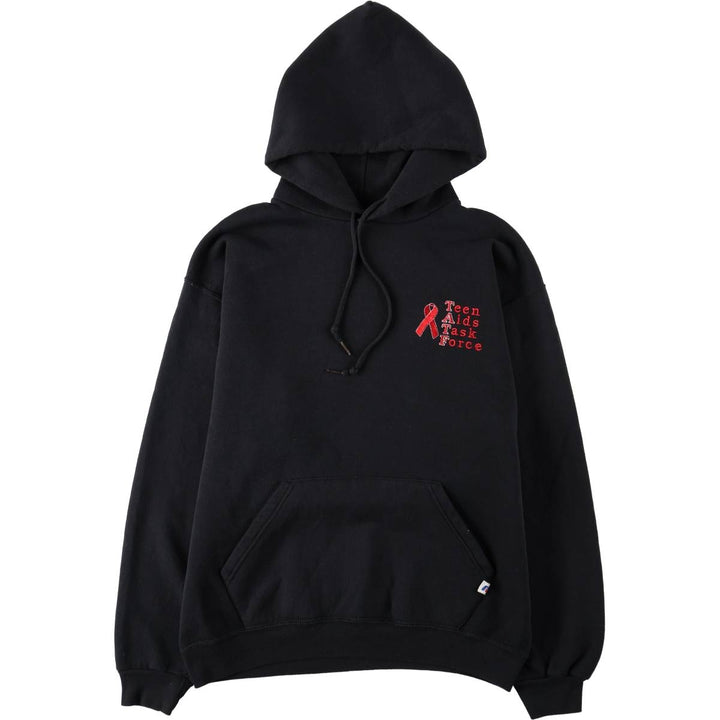 2000'S Russell sweatshirt pullover hoodie, men's size L (approx.) cotton black type Vintage Second Hand
