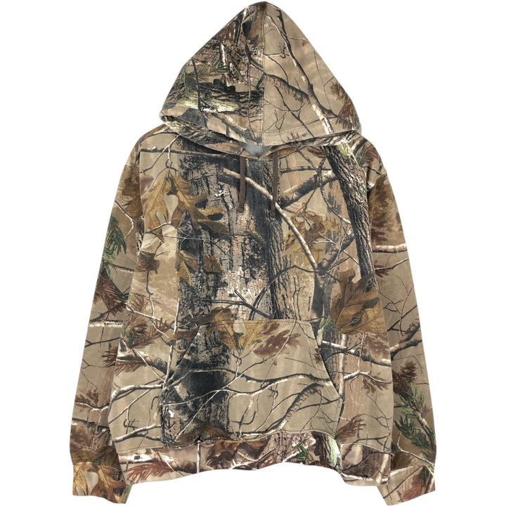 REALTREE Camouflage Pattern Sweatshirt Pullover Hoodie (Men's XL equivalent) cotton Khaki type beige Vintage Second Hand