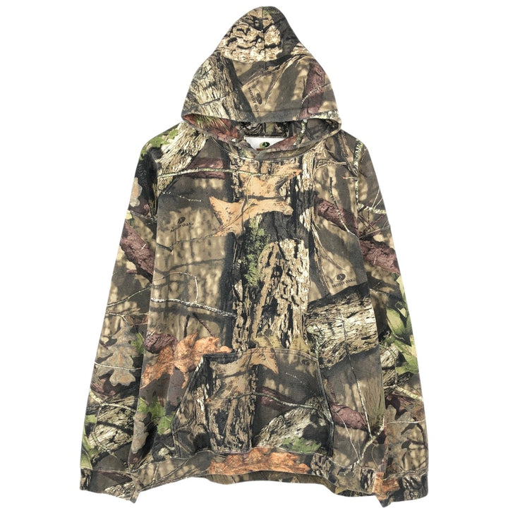MOSSY OAK Camouflage Pattern Real Tree Camo Sweat Pullover Hoodie, Men's Size XL (approx.) cotton Khaki type beige Vintage Second Hand
