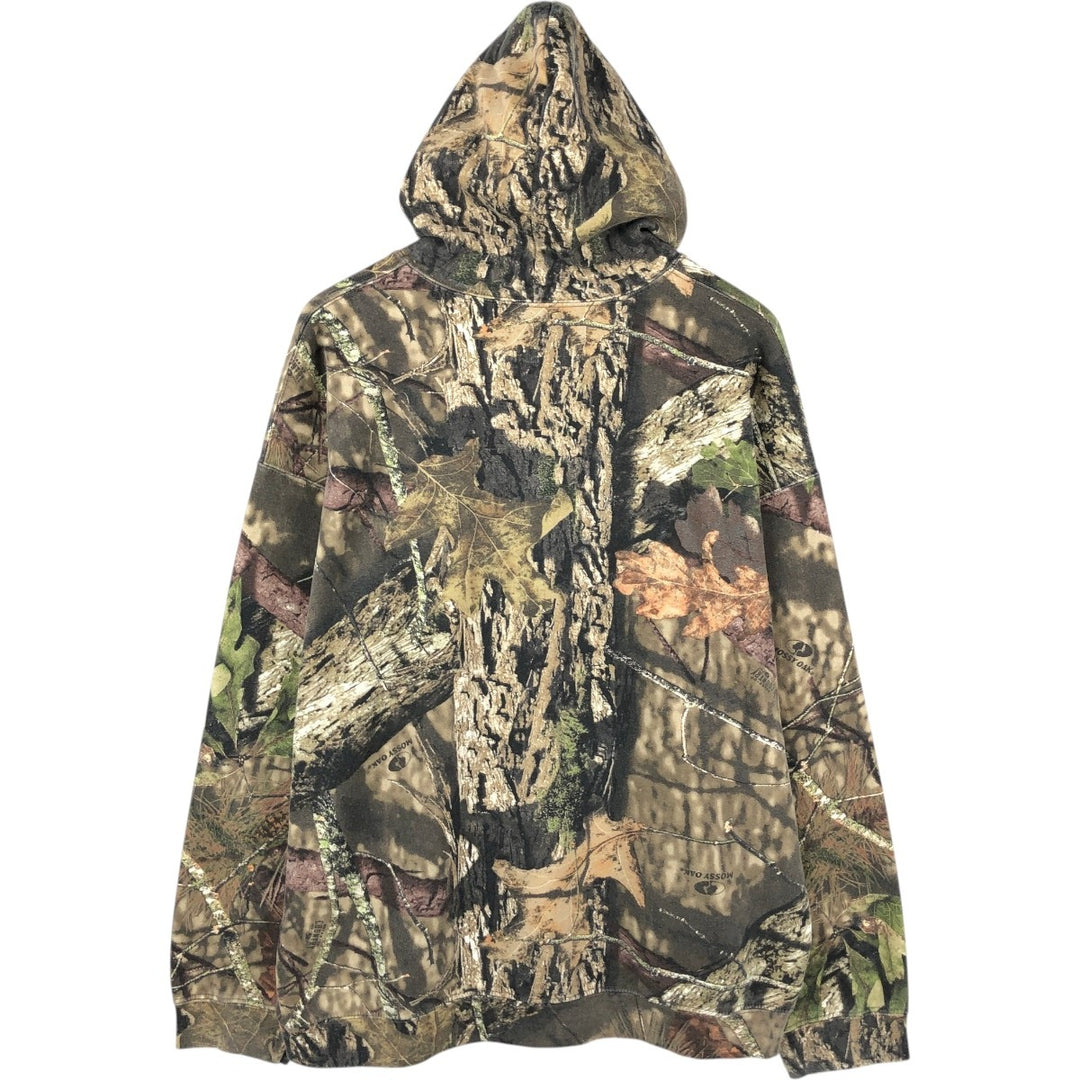 MOSSY OAK Camouflage Pattern Real Tree Camo Sweat Pullover Hoodie, Men's Size XL (approx.) cotton Khaki type beige Vintage Second Hand