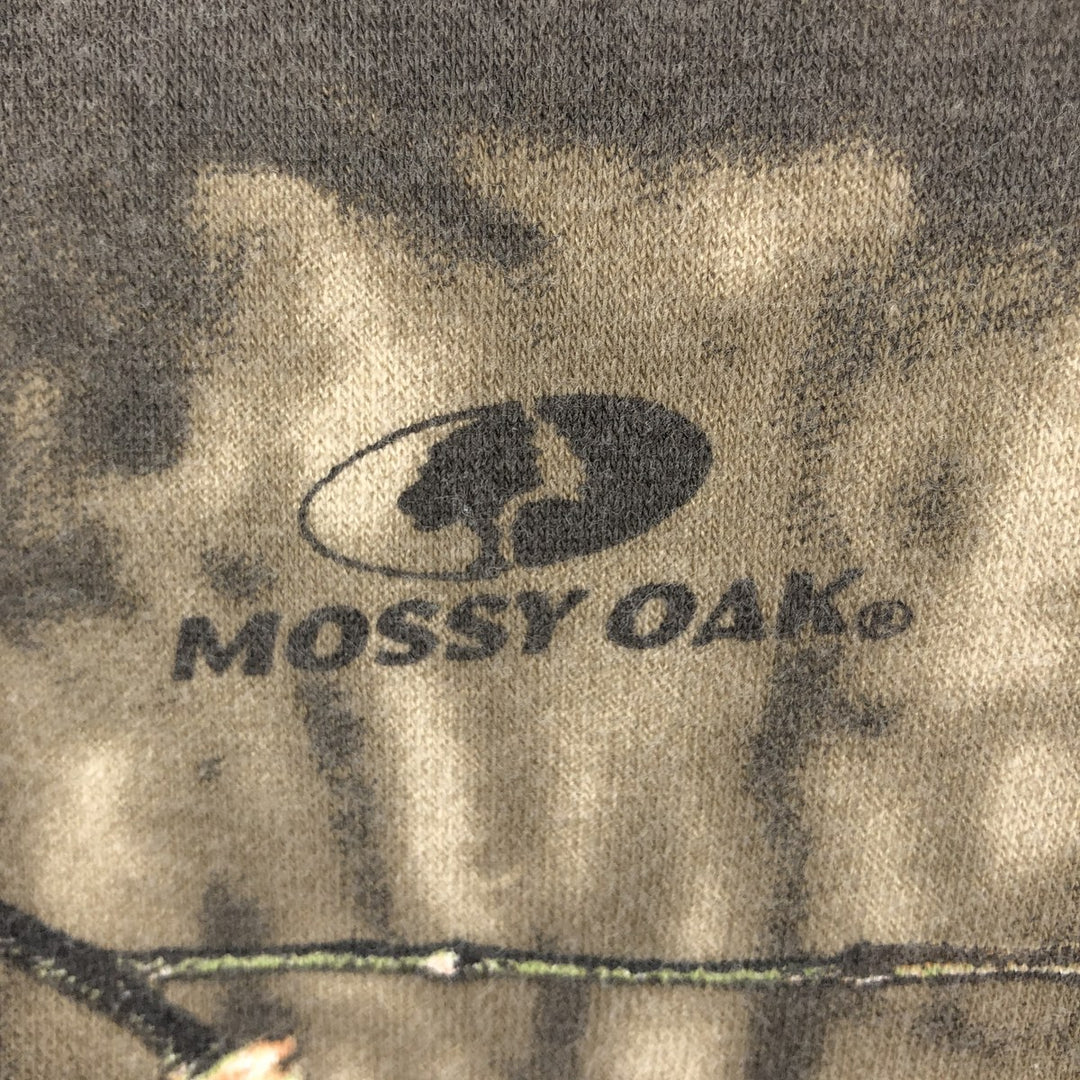 MOSSY OAK Camouflage Pattern Real Tree Camo Sweat Pullover Hoodie, Men's Size XL (approx.) cotton Khaki type beige Vintage Second Hand