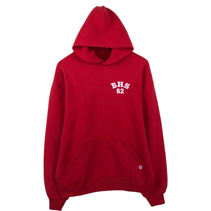 90'S Russell sweatshirt pullover hoodie, men's size L, vintage cotton red type Vintage Second Hand