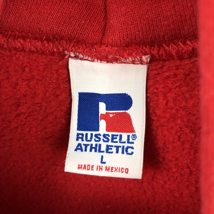 90'S Russell sweatshirt pullover hoodie, men's size L, vintage cotton red type Vintage Second Hand
