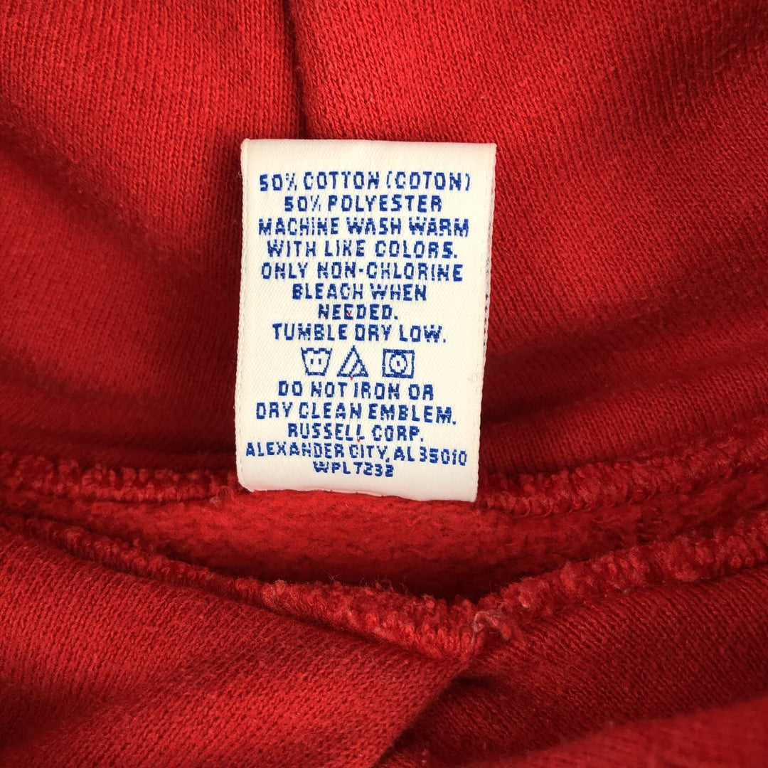 90'S Russell sweatshirt pullover hoodie, men's size L, vintage cotton red type Vintage Second Hand