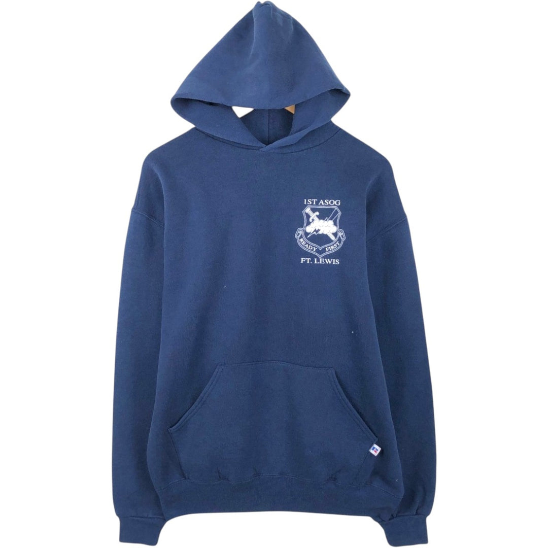 90'S Russell sweatshirt pullover hoodie, men's size L, vintage cotton navy blue type Vintage Second Hand