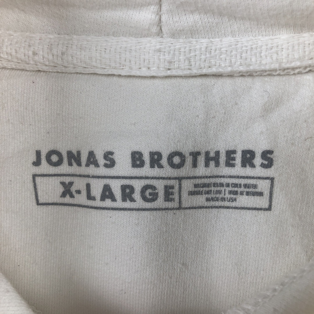 JONAS BROTHERS Band Sweatshirt Pullover Hoodie, Made in USA, Men's XL equivalent. unclear white type Vintage Second Hand