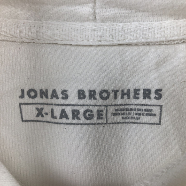 JONAS BROTHERS Band Sweatshirt Pullover Hoodie, Made in USA, Men's XL equivalent. unclear white type Vintage Second Hand