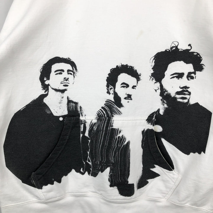 JONAS BROTHERS Band Sweatshirt Pullover Hoodie, Made in USA, Men's XL equivalent. unclear white type Vintage Second Hand