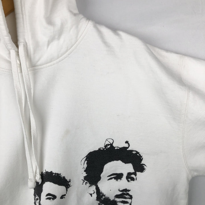 JONAS BROTHERS Band Sweatshirt Pullover Hoodie, Made in USA, Men's XL equivalent. unclear white type Vintage Second Hand