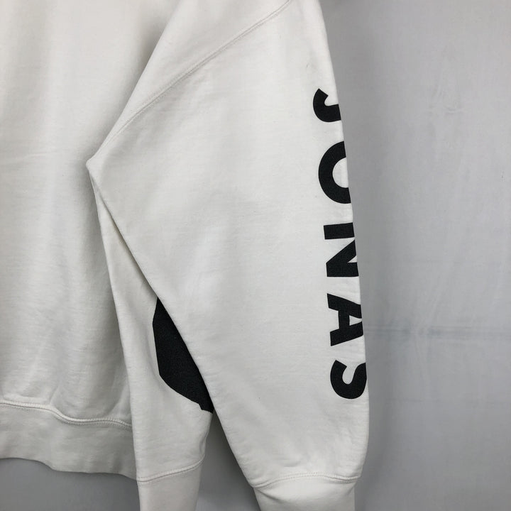 JONAS BROTHERS Band Sweatshirt Pullover Hoodie, Made in USA, Men's XL equivalent. unclear white type Vintage Second Hand