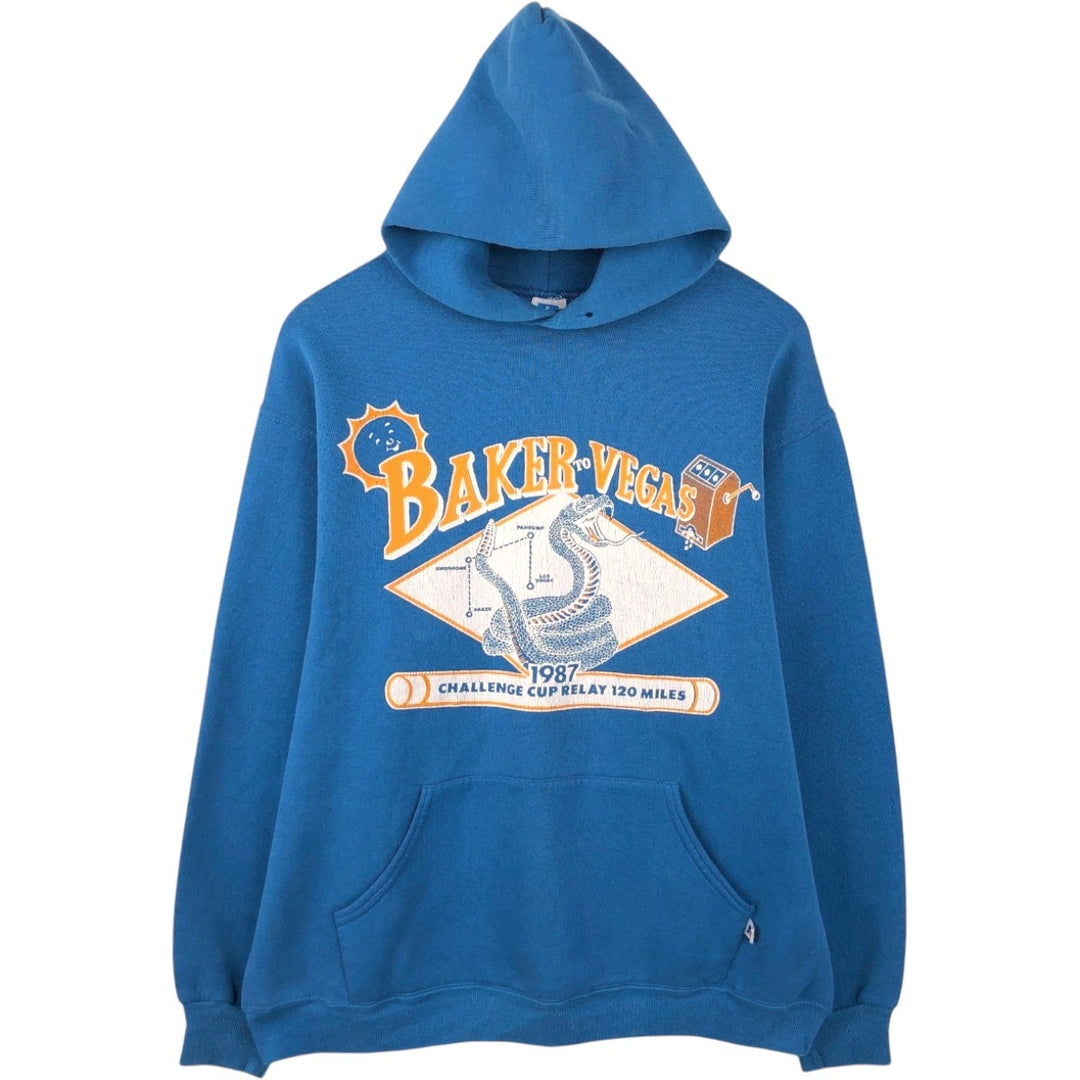 80'S Russell Snake Pattern Python Pattern Sweatshirt Pullover Hoodie, Made in USA, Men's Size L (Equivalent), Vintage polyester blue type Vintage Second Hand