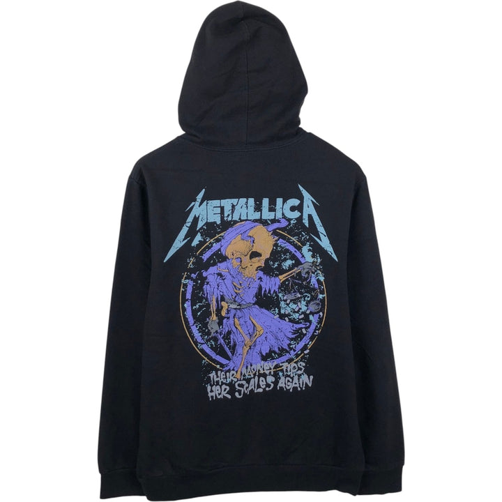METALLICA band sweatshirt pullover hoodie, men's size L cotton black type Vintage Second Hand