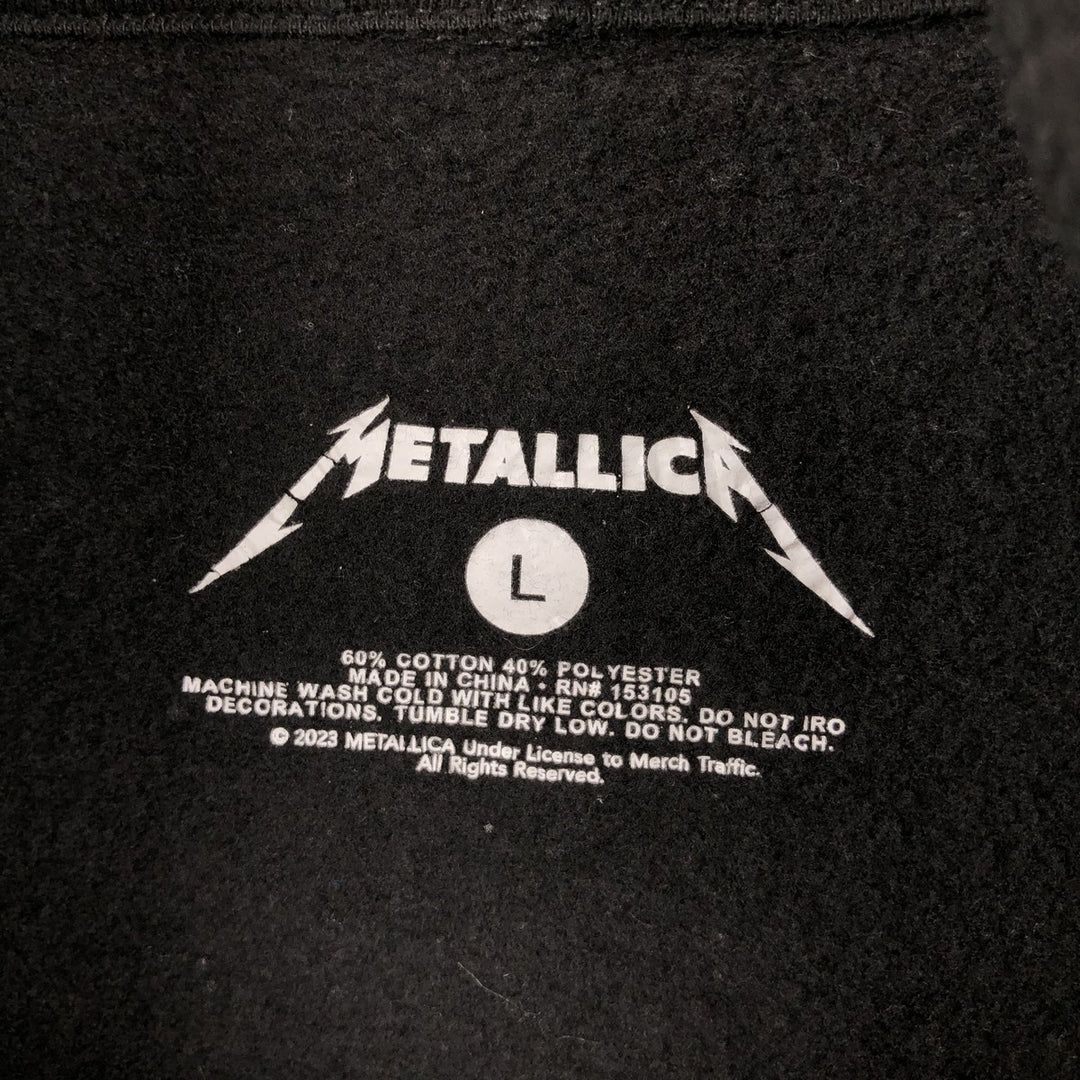 METALLICA band sweatshirt pullover hoodie, men's size L cotton black type Vintage Second Hand