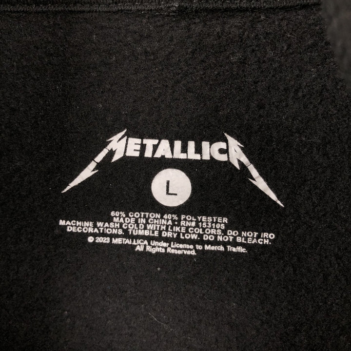 METALLICA band sweatshirt pullover hoodie, men's size L cotton black type Vintage Second Hand