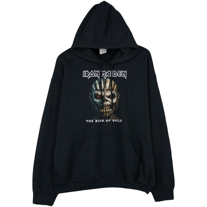 Gildan IRON MAIDEN Band Sweatshirt Pullover Hoodie, Men's Size L (approx.) cotton black type Vintage Second Hand