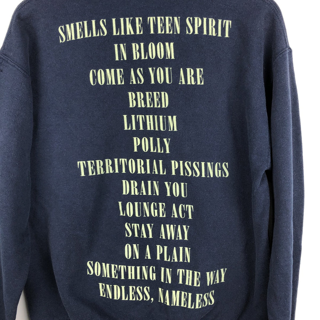 NIRVANA band sweatshirt pullover hoodie, men's size M (approx.) cotton navy blue type Vintage Second Hand