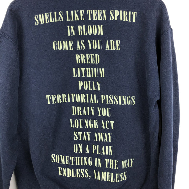 NIRVANA band sweatshirt pullover hoodie, men's size M (approx.) cotton navy blue type Vintage Second Hand