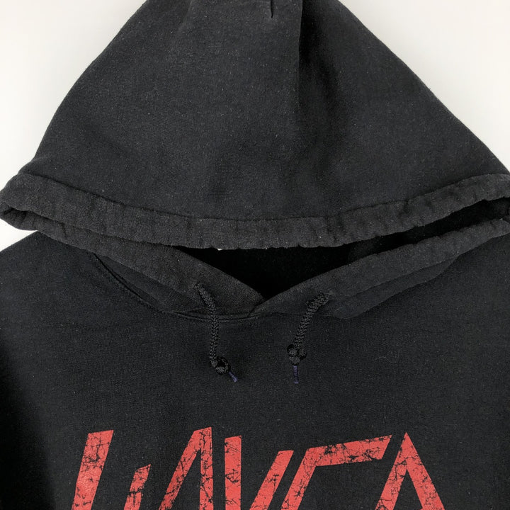 Gildan SLAYER Skull Pattern Band Sweatshirt Pullover Hoodie - Men's Size L (approx.) cotton black type Vintage Second Hand