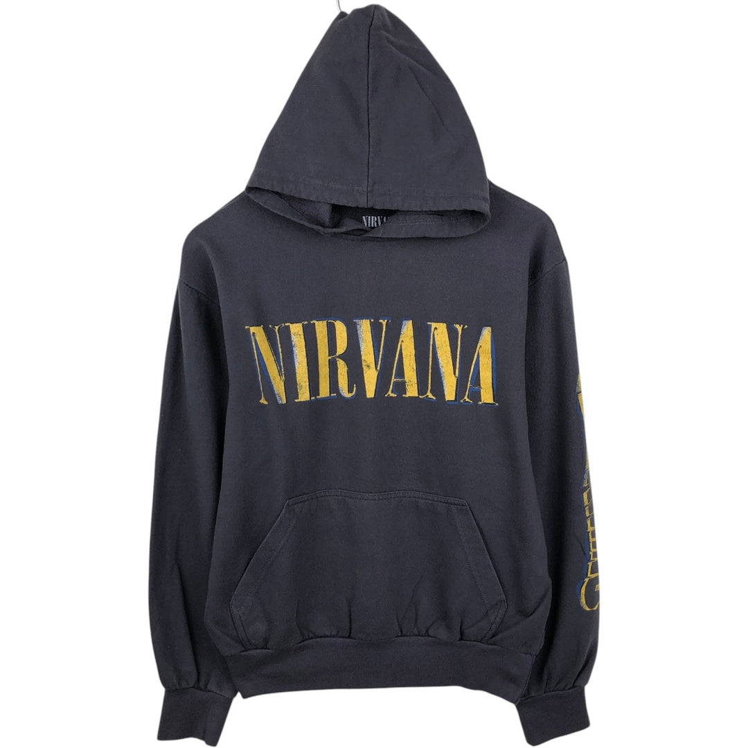 NIRVANA band sweatshirt pullover hoodie, men's size M (approx.) cotton Charcoal Vintage Second Hand