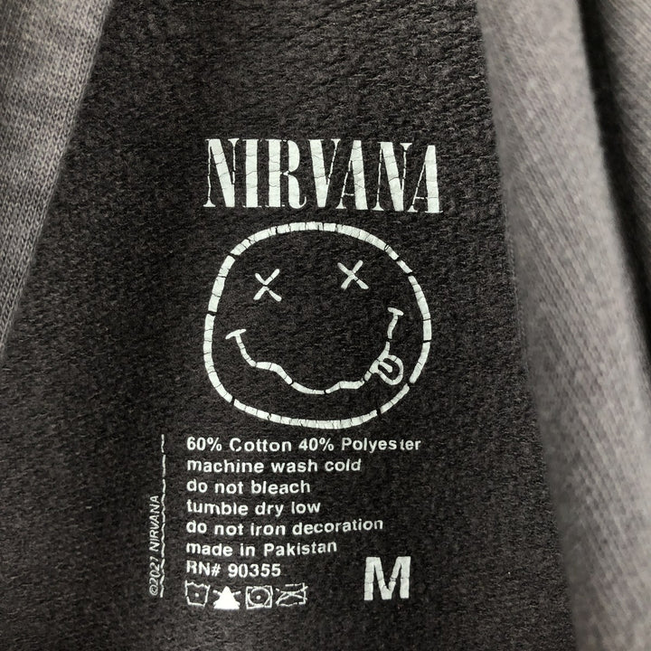 NIRVANA band sweatshirt pullover hoodie, men's size M (approx.) cotton Charcoal Vintage Second Hand