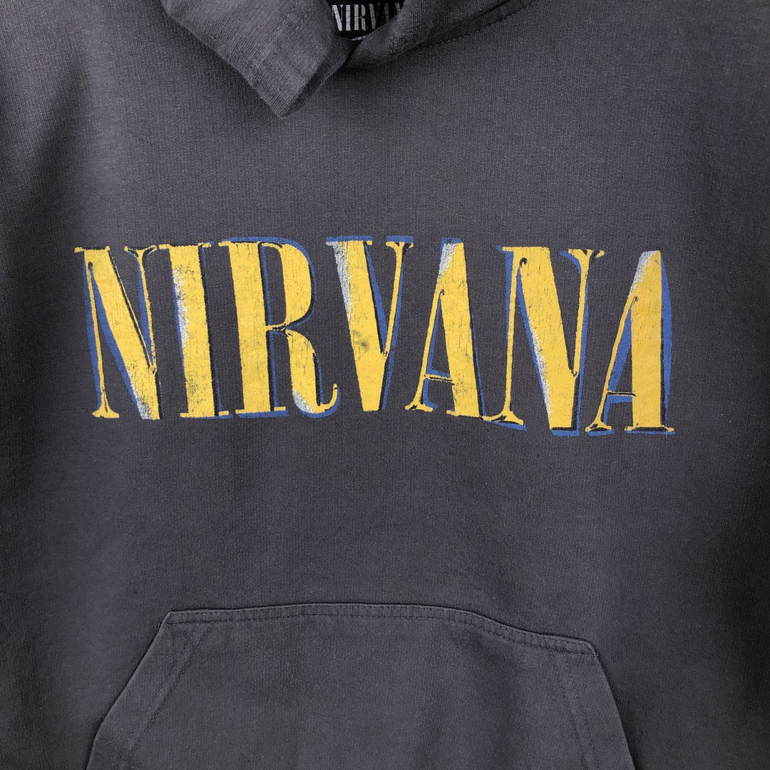 NIRVANA band sweatshirt pullover hoodie, men's size M (approx.) cotton Charcoal Vintage Second Hand