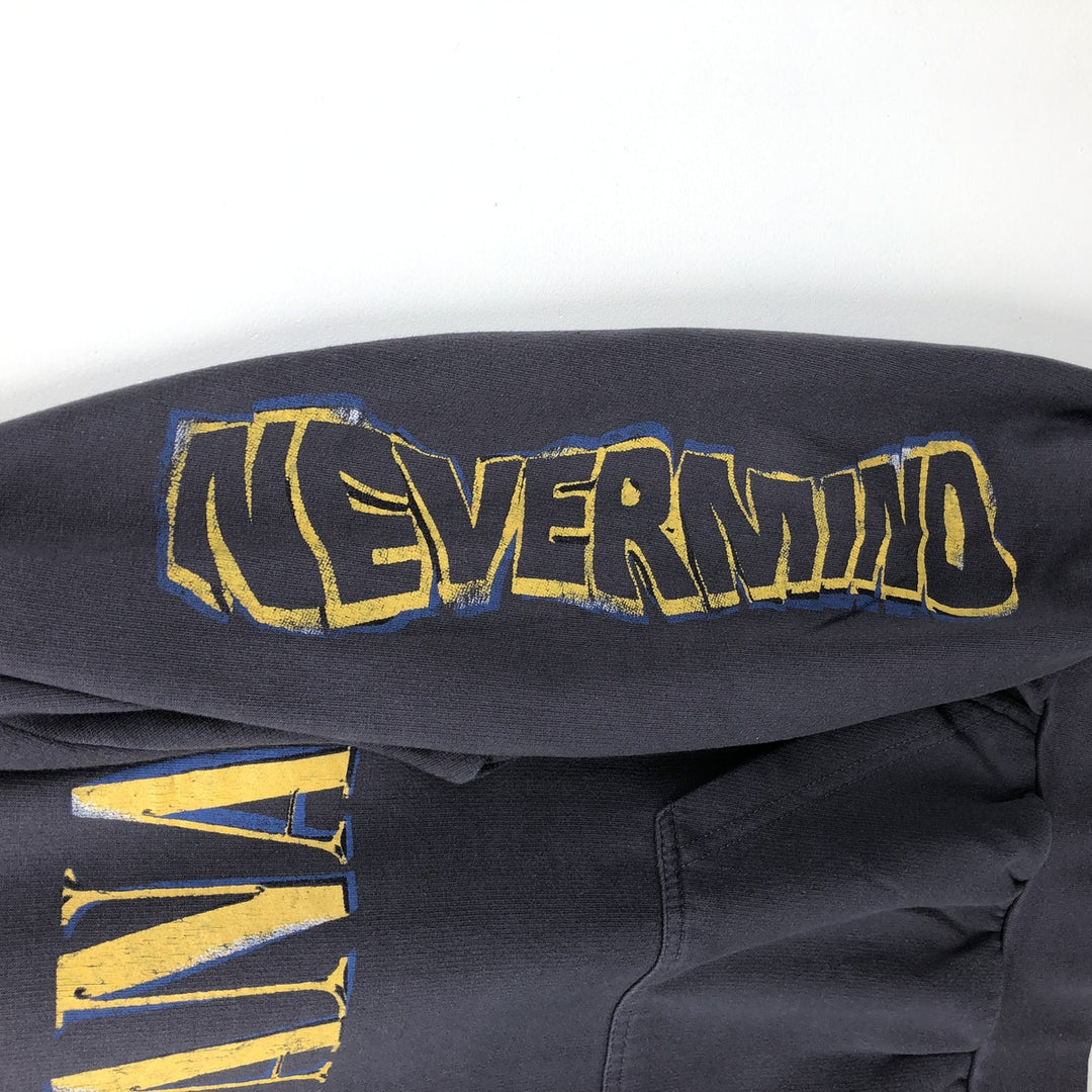 NIRVANA band sweatshirt pullover hoodie, men's size M (approx.) cotton Charcoal Vintage Second Hand