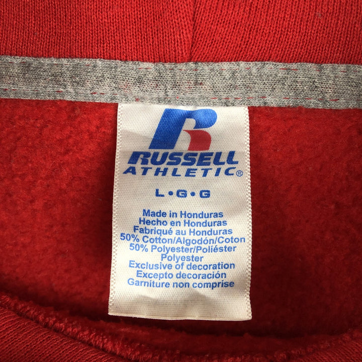 Russell sweatshirt pullover hoodie, men's size L (approx.) cotton red type Vintage Second Hand
