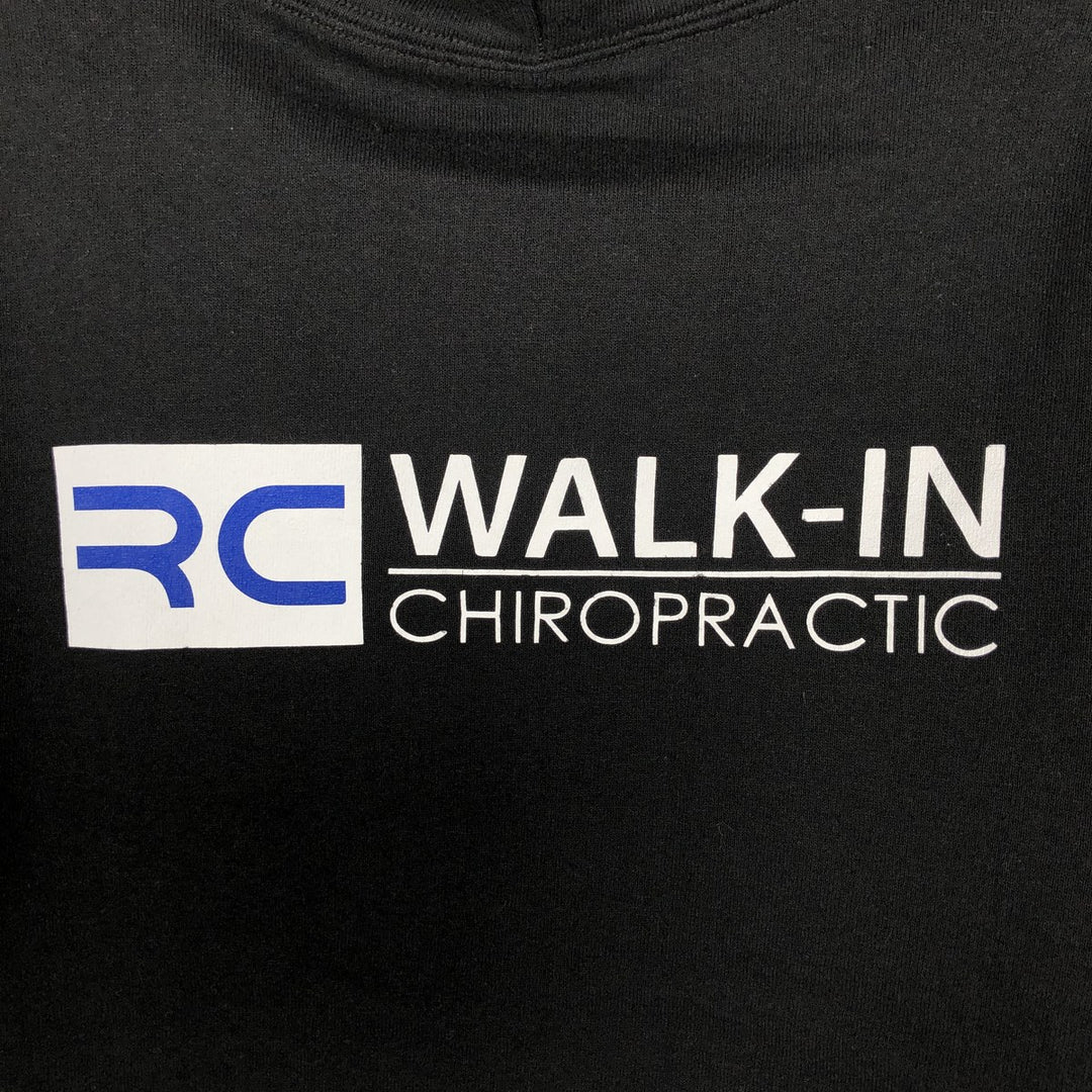 2000'S Russell RC WALK-IN CHIROPRACTIC Advertising Sweatshirt Pullover Hoodie (Men's Size S equivalent) cotton black type Vintage Second Hand