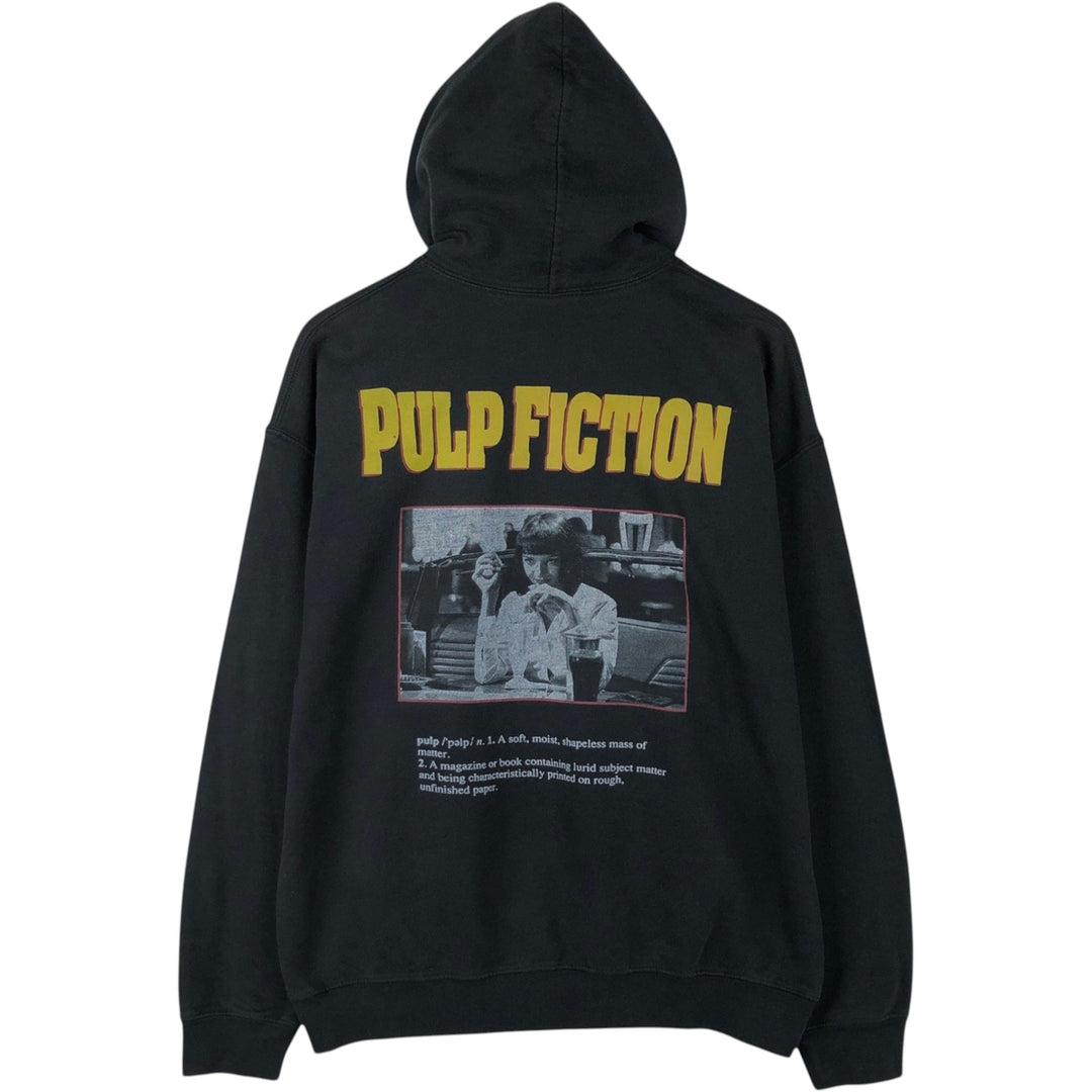 PULP FICTION Movie Sweatshirt Pullover Hoodie (Men's Size L) cotton black type Vintage Second Hand