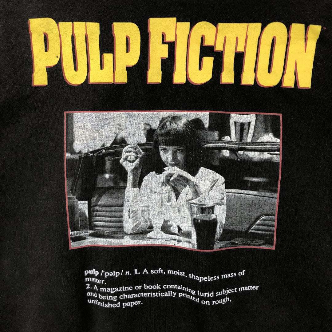 PULP FICTION Movie Sweatshirt Pullover Hoodie (Men's Size L) cotton black type Vintage Second Hand