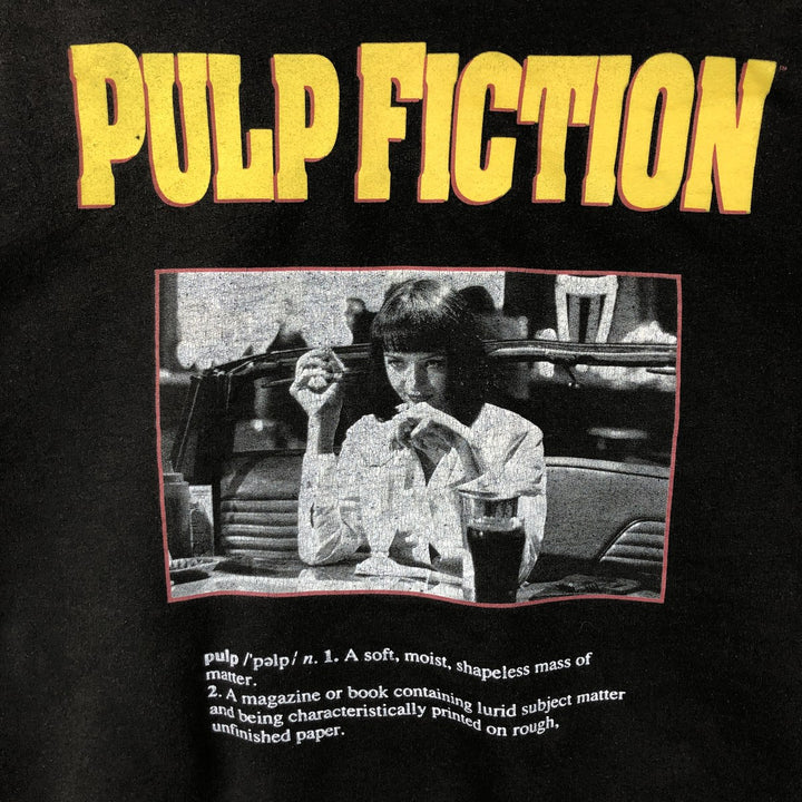 PULP FICTION Movie Sweatshirt Pullover Hoodie (Men's Size L) cotton black type Vintage Second Hand