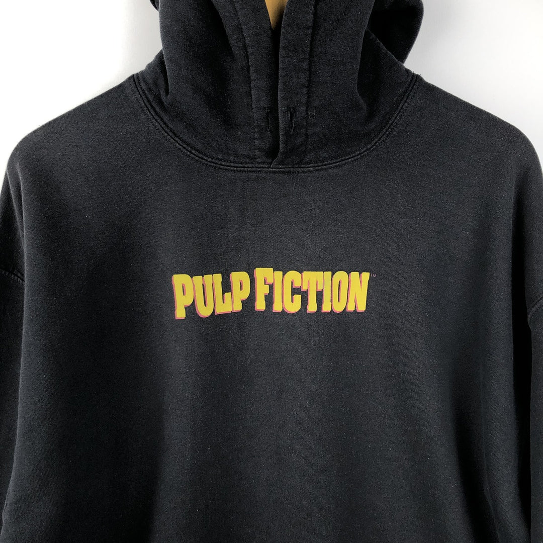 PULP FICTION Movie Sweatshirt Pullover Hoodie (Men's Size L) cotton black type Vintage Second Hand