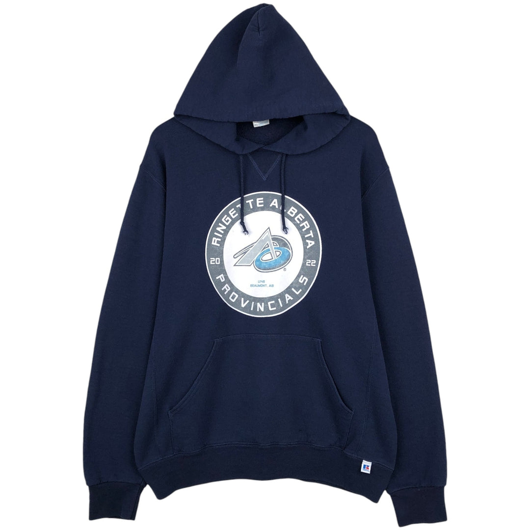 Russell sweatshirt pullover hoodie, men's size L (approx.) cotton navy blue type Vintage Second Hand