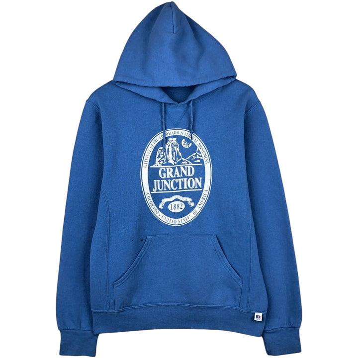 Russell sweatshirt pullover hoodie, men's size M (approx.) cotton blue type Vintage Second Hand