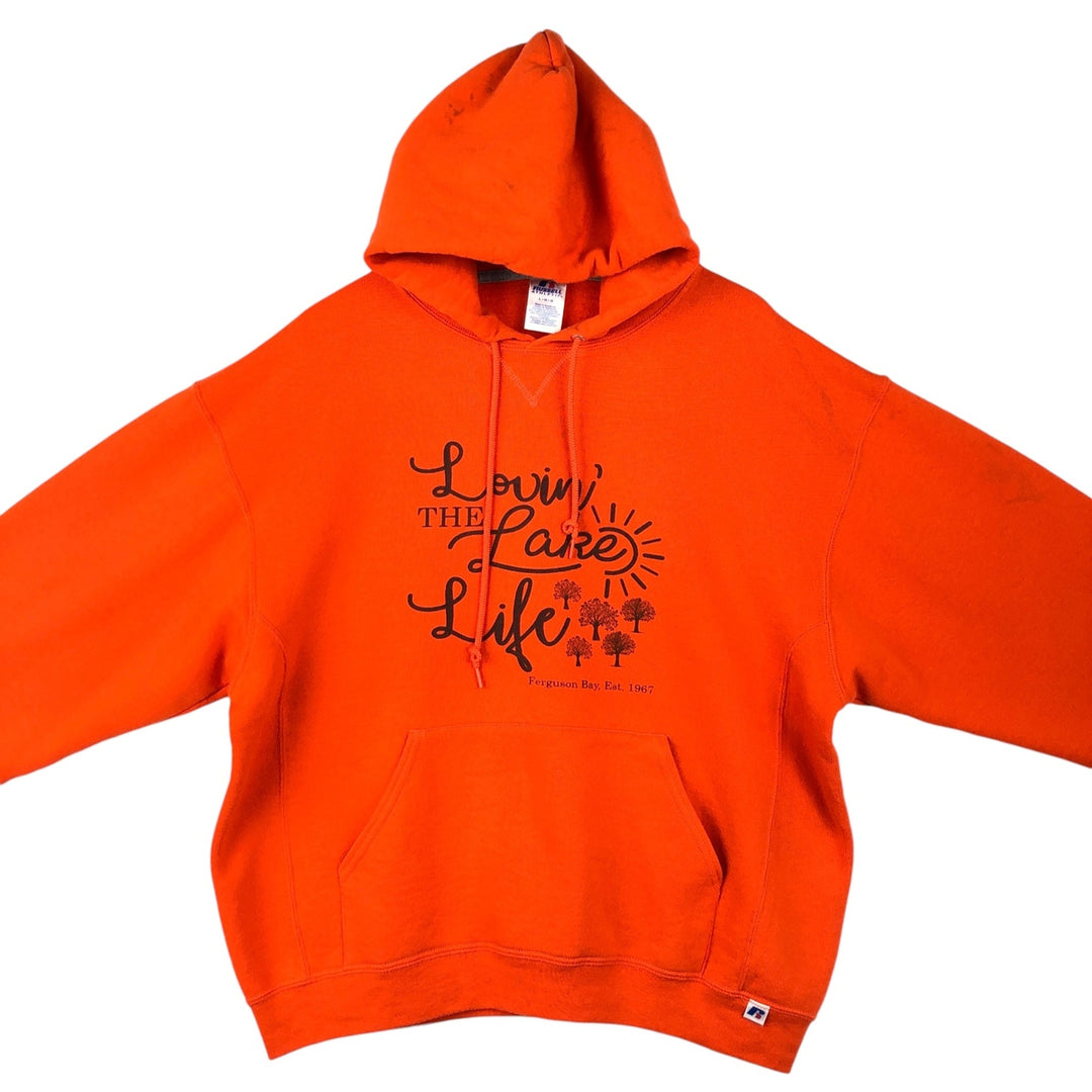 Russell sweatshirt pullover hoodie, men's size L (approx.) cotton orange type Vintage Second Hand