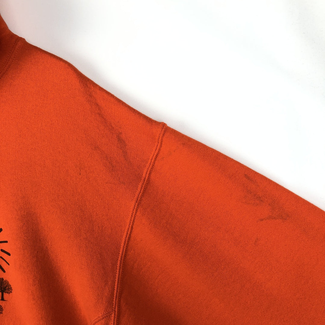 Russell sweatshirt pullover hoodie, men's size L (approx.) cotton orange type Vintage Second Hand