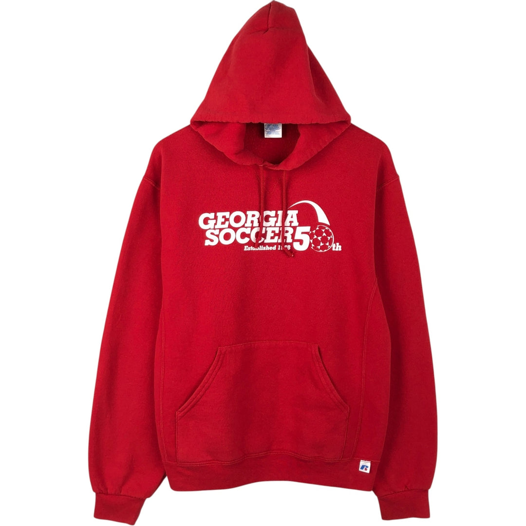 Russell sweatshirt pullover hoodie, men's size M (approx.) cotton red type Vintage Second Hand