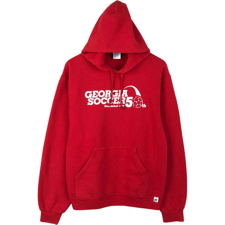 Russell sweatshirt pullover hoodie, men's size M (approx.) cotton red type Vintage Second Hand