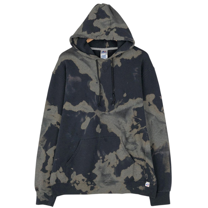 2000'S Russell Tie-Dye Pattern Sweatshirt Pullover Hoodie, Men's XL (approx.) cotton black type Vintage Second Hand