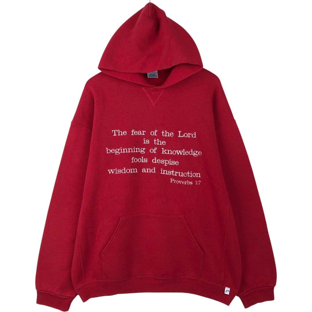 2000'S Russell Message Sweatshirt Pullover Hoodie, Men's XXL equivalent. cotton red type Vintage Second Hand
