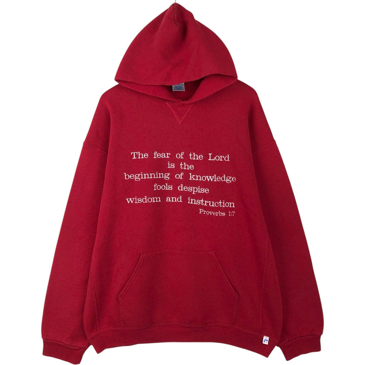 2000'S Russell Message Sweatshirt Pullover Hoodie, Men's XXL equivalent. cotton red type Vintage Second Hand