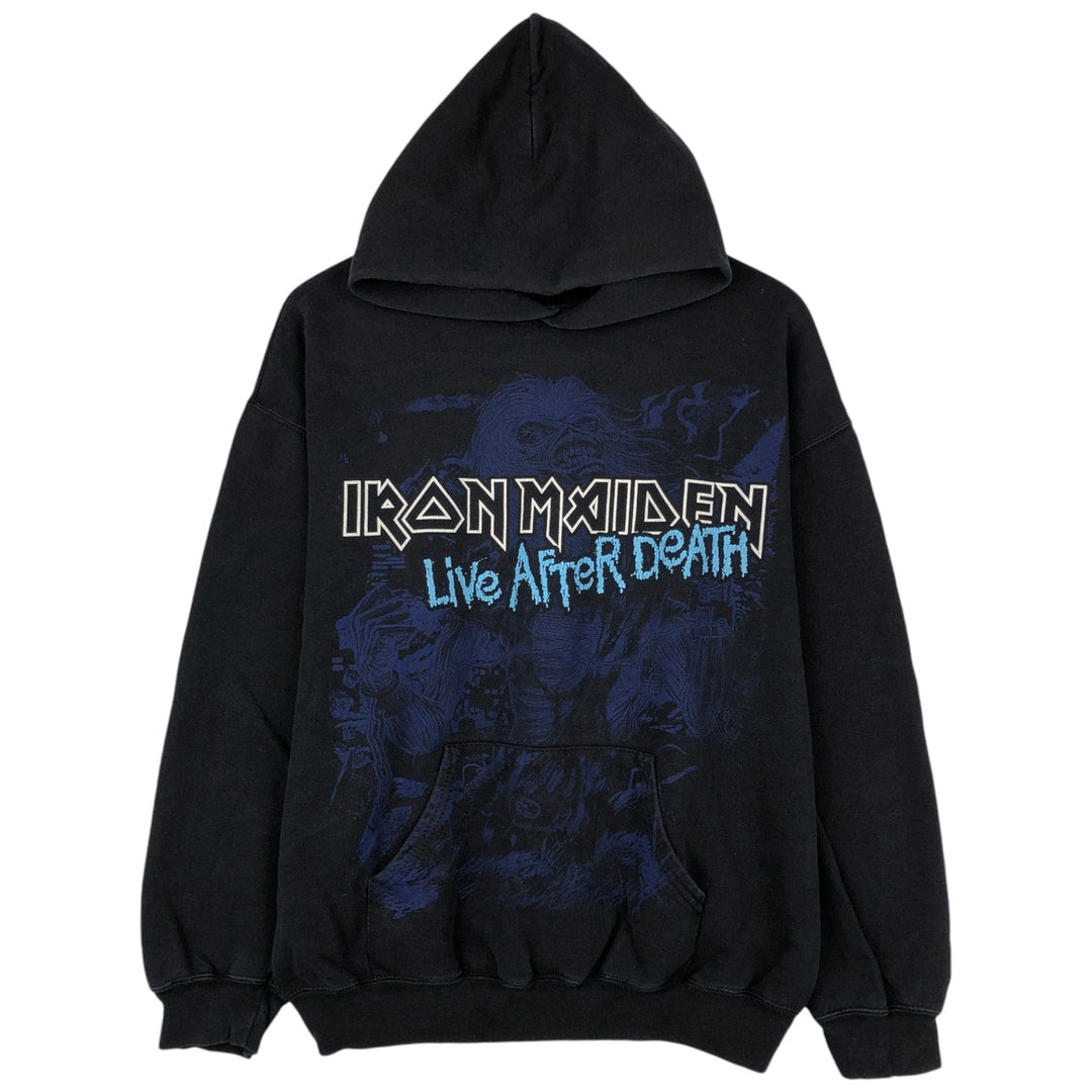 Fruit of the Loom IRON MAIDEN Band Sweatshirt Pullover Hoodie Men's Size L (approx.) cotton black type Vintage Second Hand