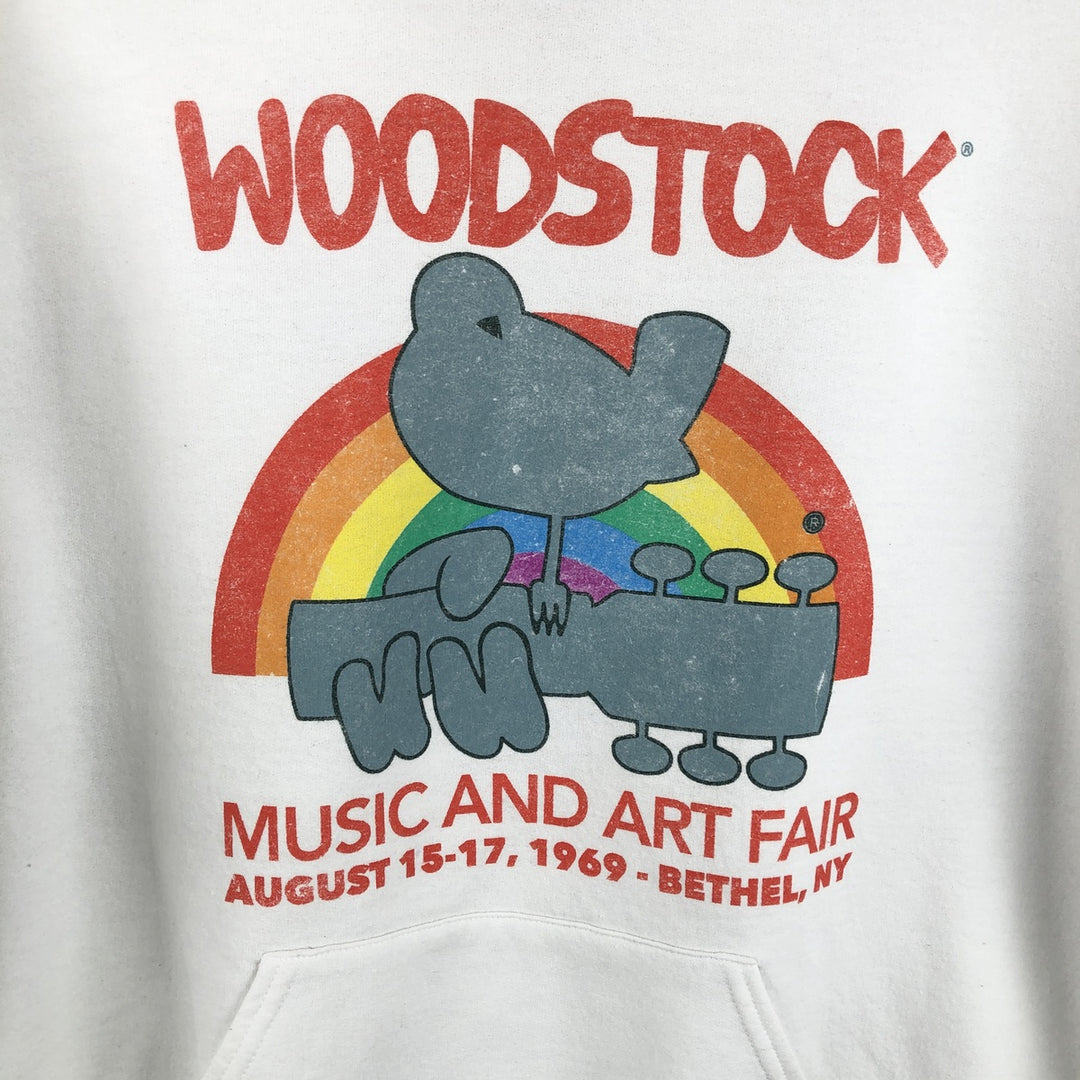 WOODSTOCK MUSIC AND ART FAIR Sweat Pullover Hoodie (Men's Size M) cotton white type Vintage Second Hand