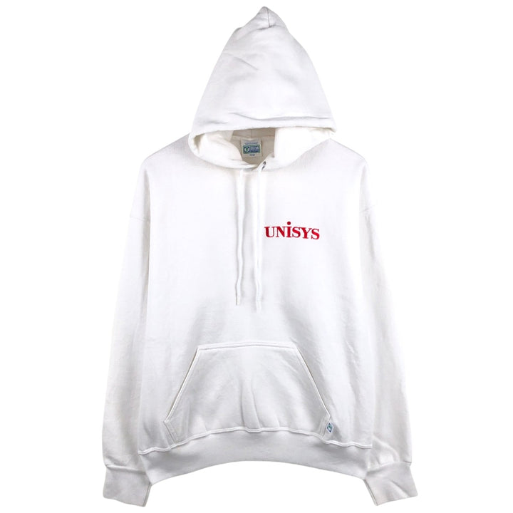 90'S Discus Athletic UNISYS Advertising Sweat Pullover Hoodie, Made in USA, Men's Size L (approx.) cotton white type Vintage Second Hand