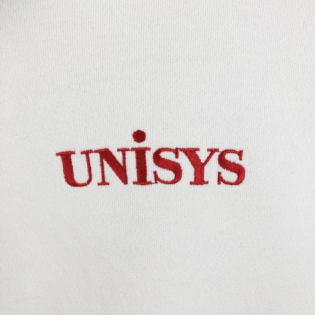 90'S Discus Athletic UNISYS Advertising Sweat Pullover Hoodie, Made in USA, Men's Size L (approx.) cotton white type Vintage Second Hand