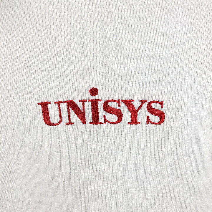 90'S Discus Athletic UNISYS Advertising Sweat Pullover Hoodie, Made in USA, Men's Size L (approx.) cotton white type Vintage Second Hand